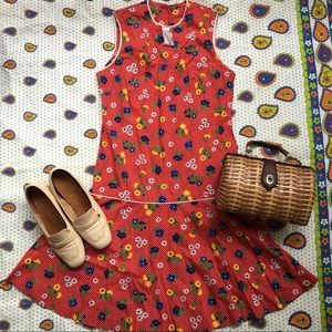 Vintage 1960s Floral Drop Waist Dress
